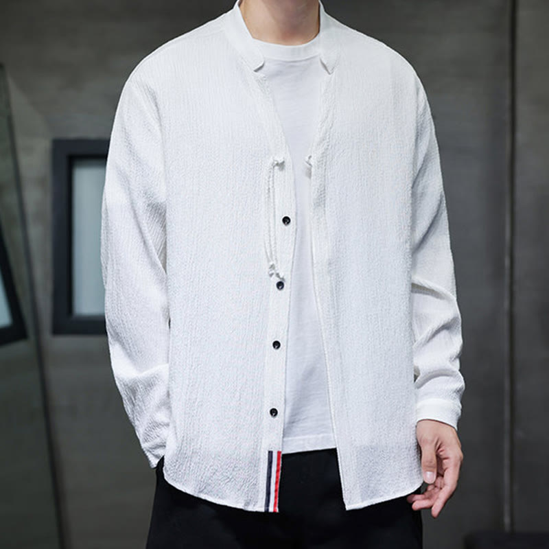 Chemise à manches longues boutonnée pour homme Buddha Stones - Couleur unie