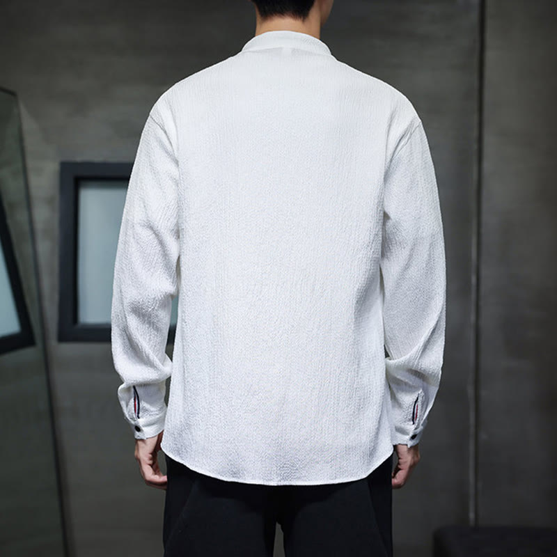 Chemise à manches longues boutonnée pour homme Buddha Stones - Couleur unie