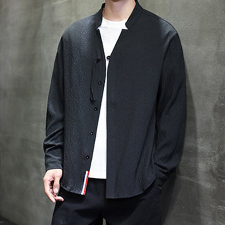 Chemise à manches longues boutonnée pour homme Buddha Stones - Couleur unie