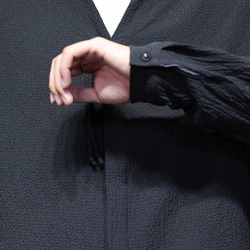 Chemise à manches longues boutonnée pour homme Buddha Stones - Couleur unie