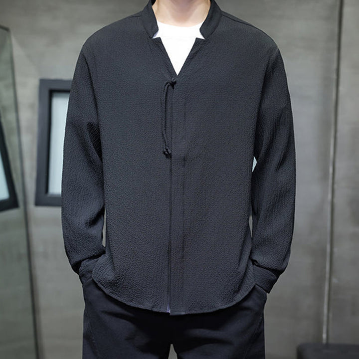 Chemise à manches longues boutonnée pour homme Buddha Stones - Couleur unie