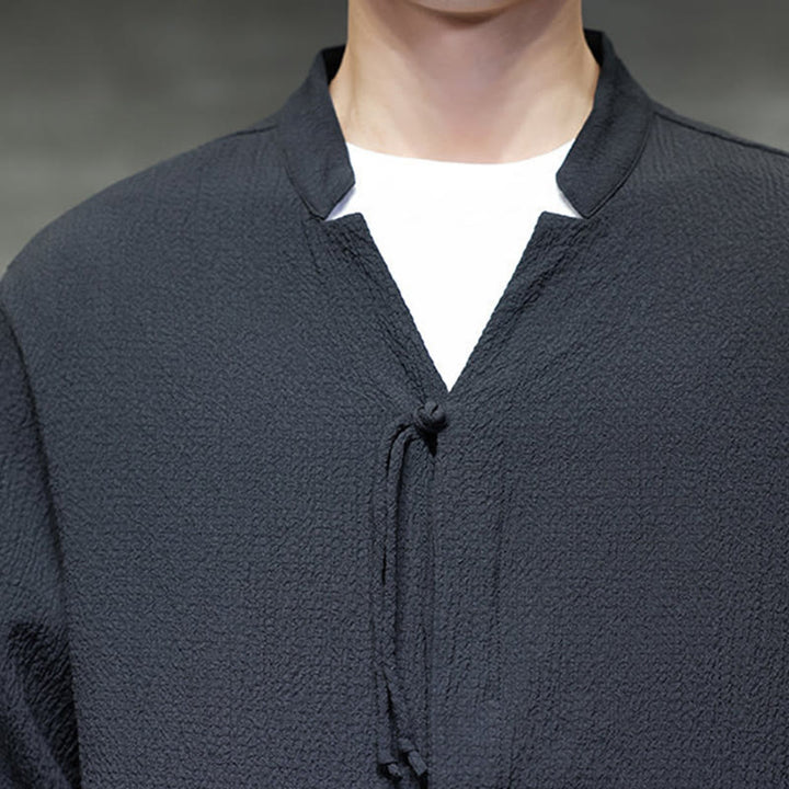 Chemise à manches longues boutonnée pour homme Buddha Stones - Couleur unie