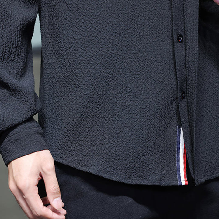 Chemise à manches longues boutonnée pour homme Buddha Stones - Couleur unie