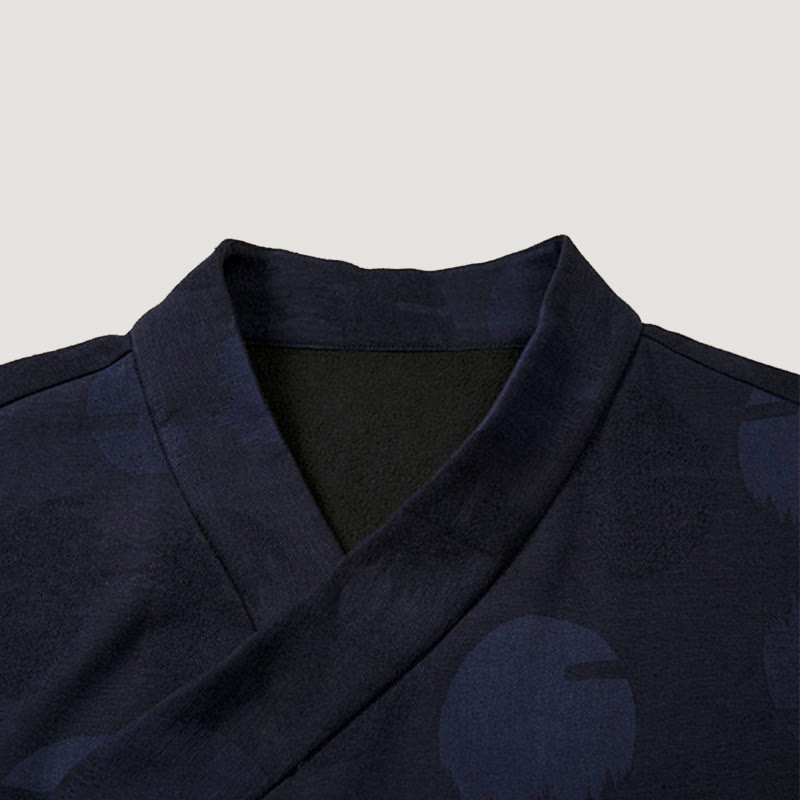 Chemise à manches longues et col en V pour homme Buddha Stones, couleur unie, en coton jacquard