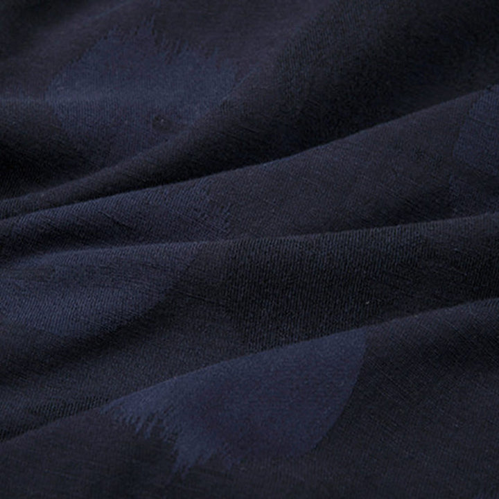 Chemise à manches longues et col en V pour homme Buddha Stones, couleur unie, en coton jacquard