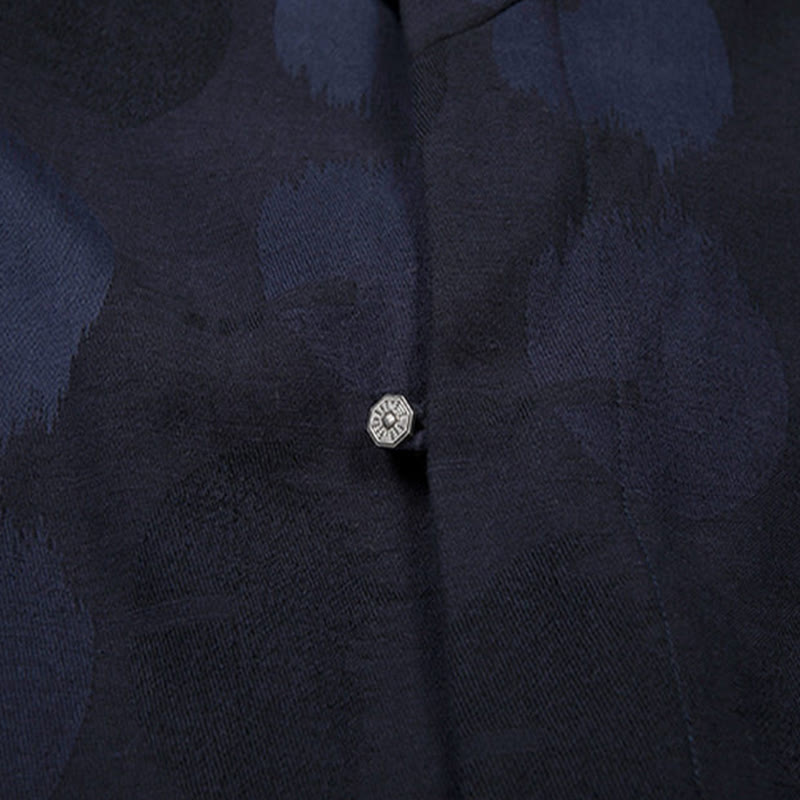 Chemise à manches longues et col en V pour homme Buddha Stones, couleur unie, en coton jacquard