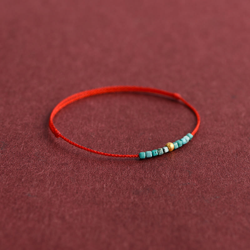 Bracelet de cheville tressé en perles d'or 999 de Buddha Stones Turquoise Protection