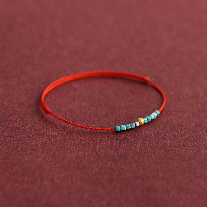 Bracelet de cheville tressé en perles d'or 999 de Buddha Stones Turquoise Protection