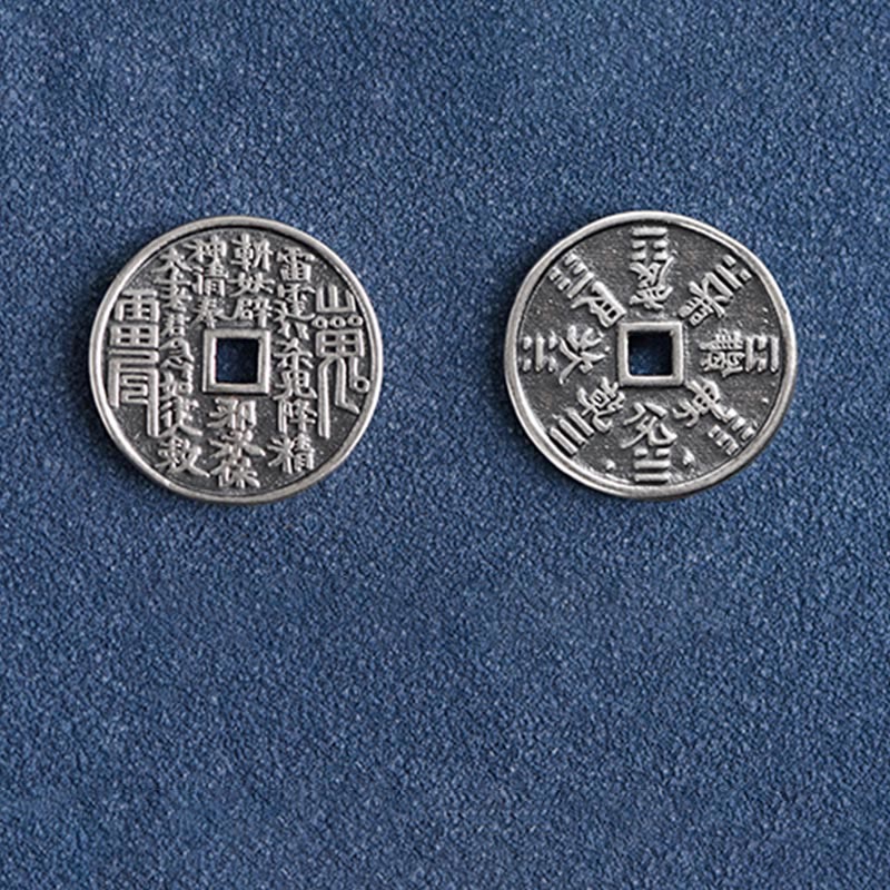 Bracelet de cheville tressé en argent sterling 925 avec protection des pièces de monnaie et Buddha Stones