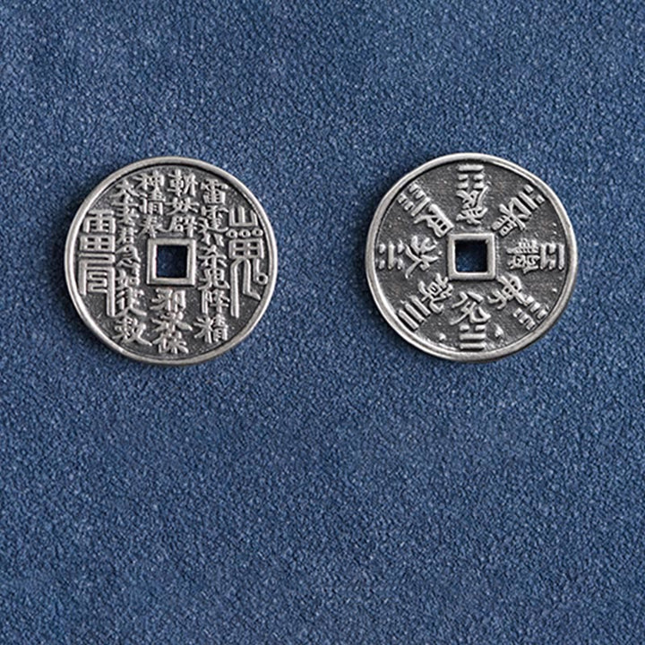 Bracelet de cheville tressé en argent sterling 925 avec protection des pièces de monnaie et Buddha Stones