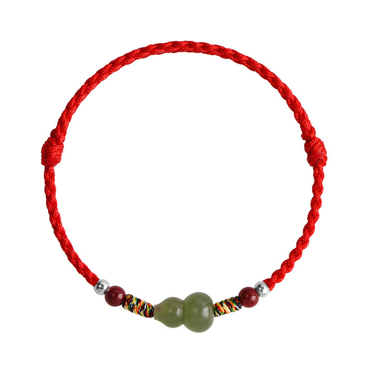 Bracelet de cheville tressé en jade naturel Hetian Buddha Stones et protection porte-bonheur