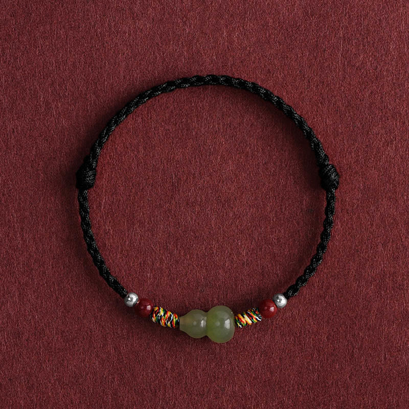 Bracelet de cheville tressé en jade naturel Hetian Buddha Stones et protection porte-bonheur