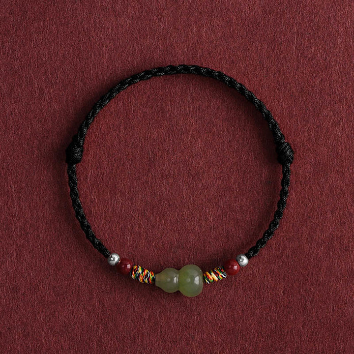 Bracelet de cheville tressé en jade naturel Hetian Buddha Stones et protection porte-bonheur