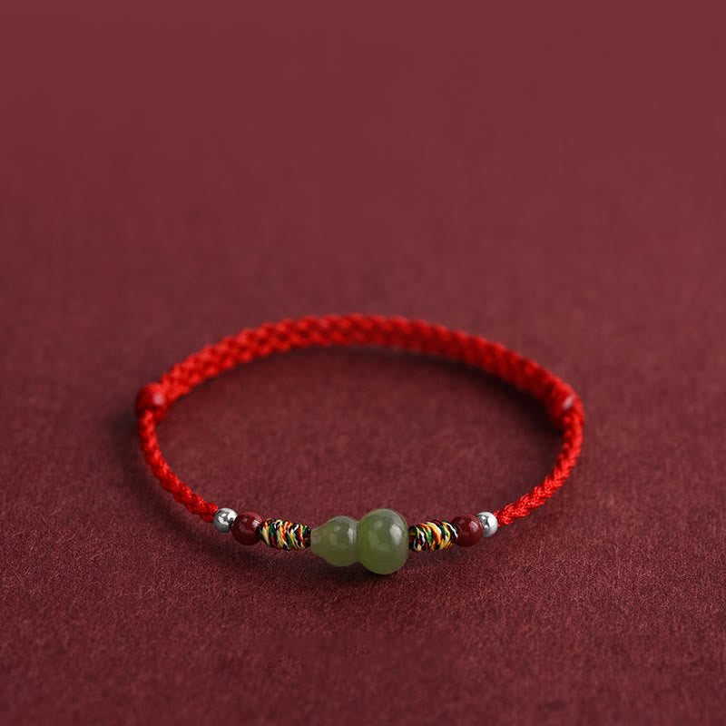Bracelet de cheville tressé en jade naturel Hetian Buddha Stones et protection porte-bonheur