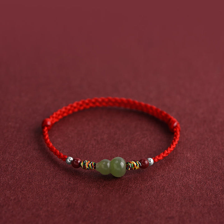 Bracelet de cheville tressé en jade naturel Hetian Buddha Stones et protection porte-bonheur