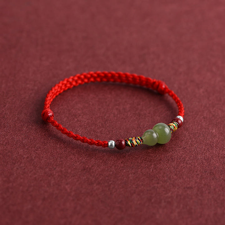 Bracelet de cheville tressé en jade naturel Hetian Buddha Stones et protection porte-bonheur