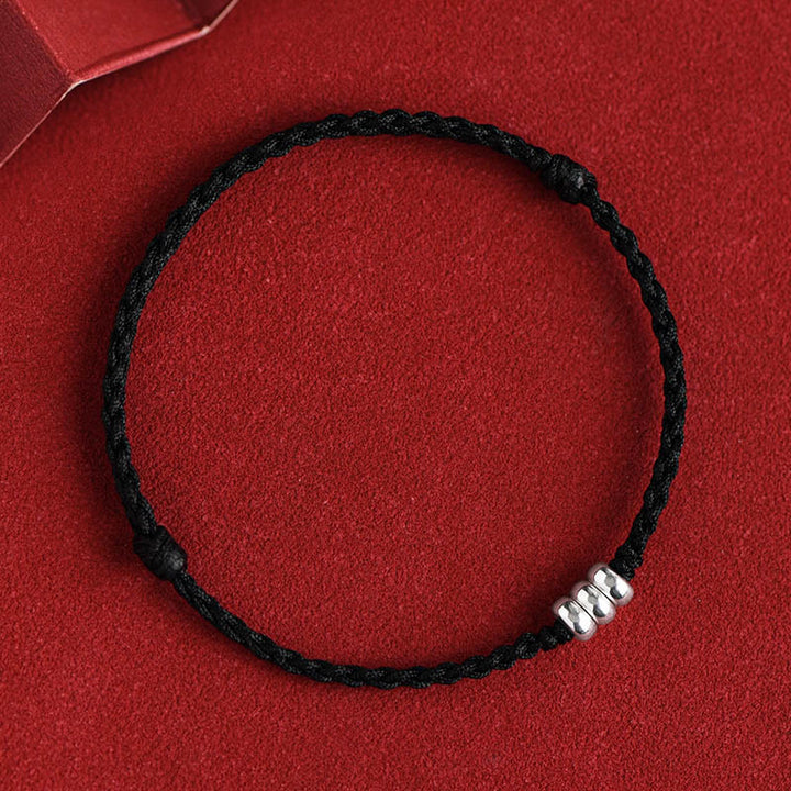 Bracelet de cheville tressé en argent sterling 925 avec Buddha Stones et protection