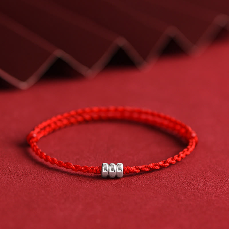 Bracelet de cheville tressé en argent sterling 925 avec Buddha Stones et protection