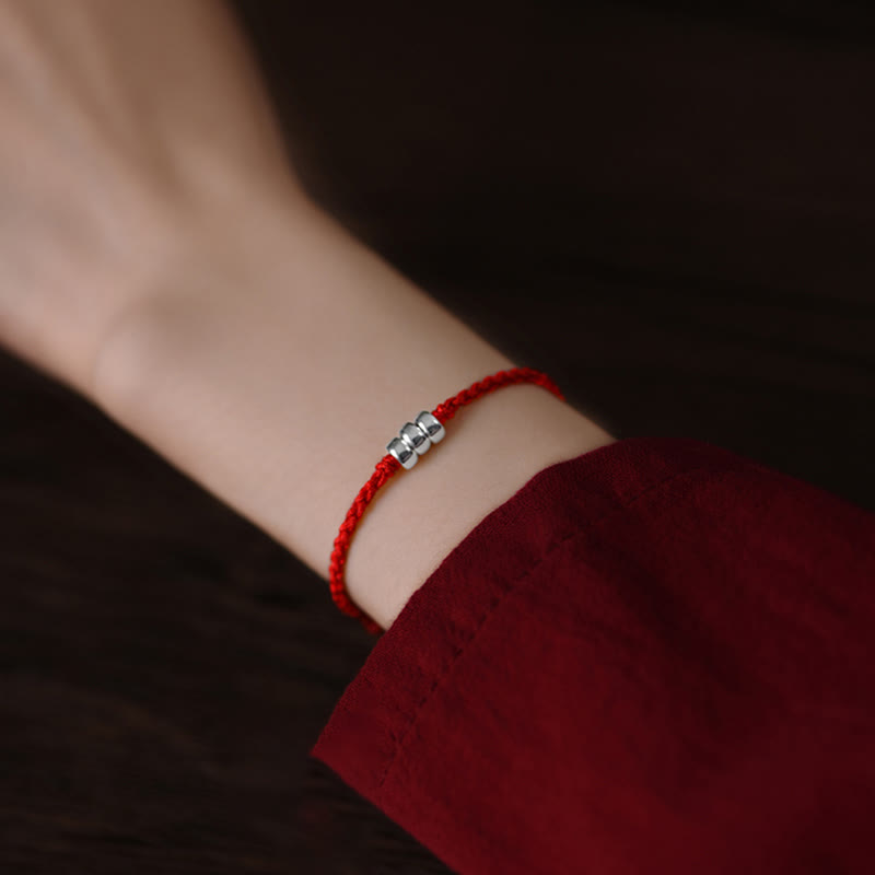 Bracelet de cheville tressé en argent sterling 925 avec Buddha Stones et protection