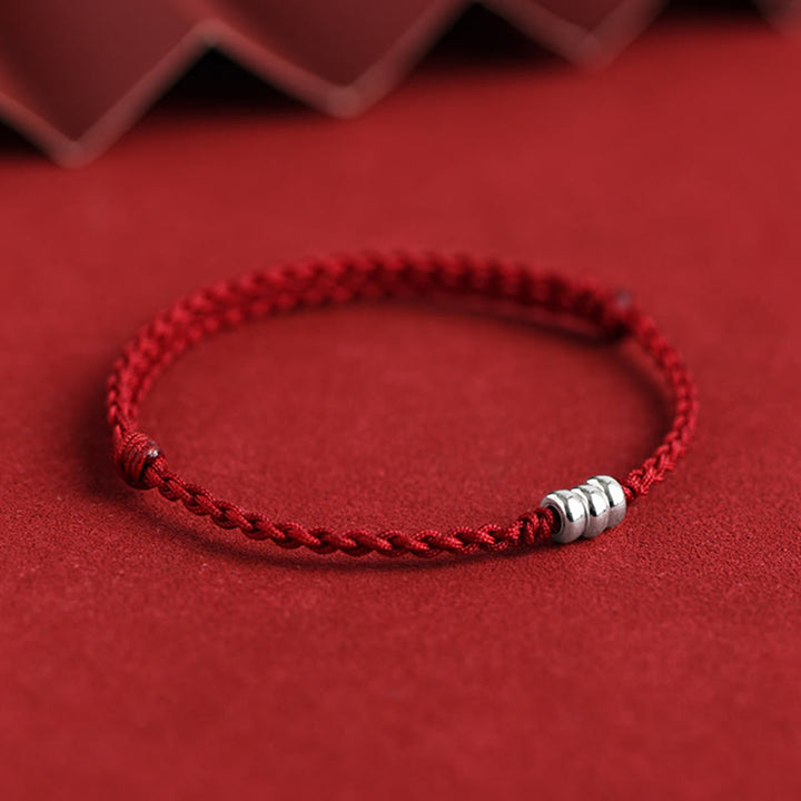 Bracelet de cheville tressé en argent sterling 925 avec Buddha Stones et protection