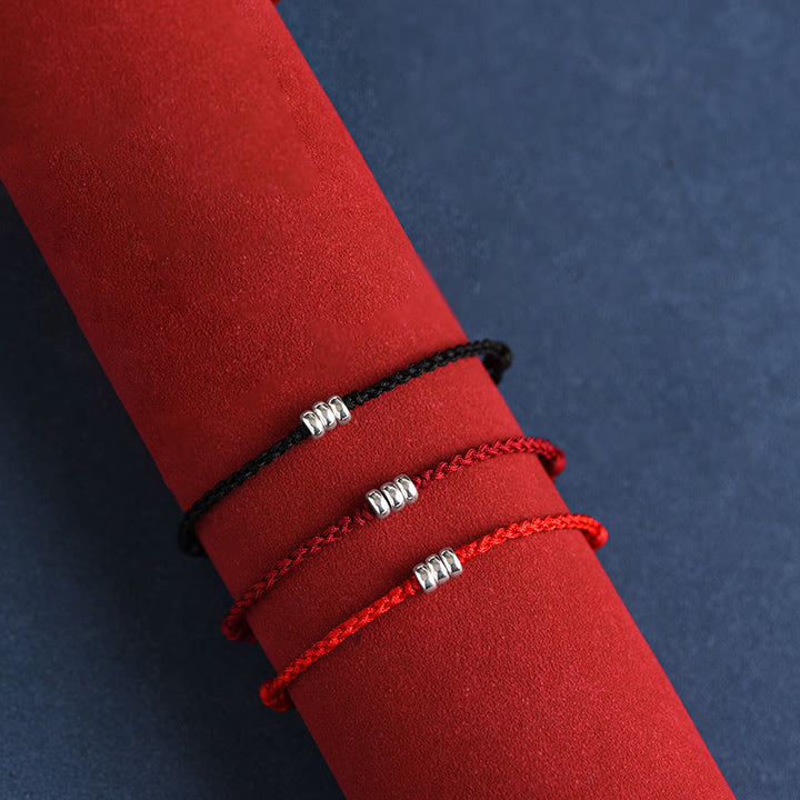 Bracelet de cheville tressé en argent sterling 925 avec Buddha Stones et protection