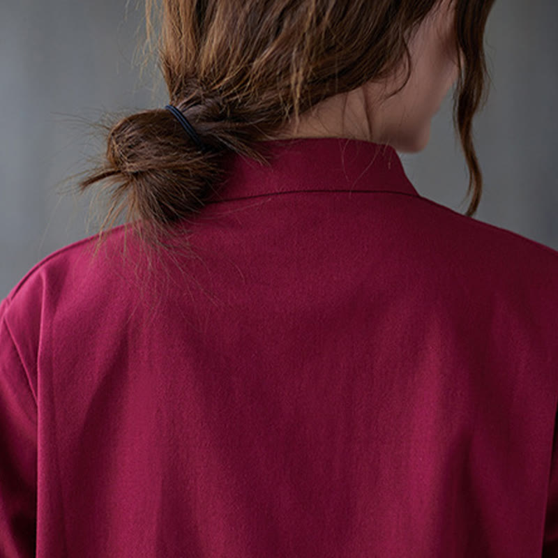 Chemise à manches longues et boutons de grenouille pour femme Buddha Stones Pantalon de méditation Vêtements en coton et lin