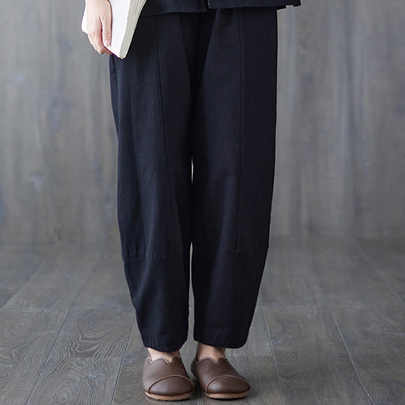 Chemise à manches longues et boutons de grenouille pour femme Buddha Stones Pantalon de méditation Vêtements en coton et lin