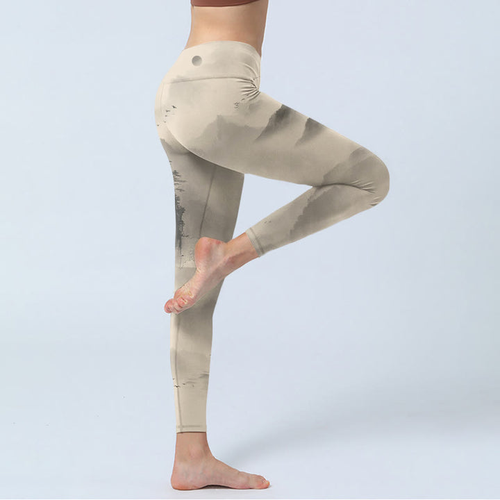 Buddha Stones Montagnes Enveloppées Dans La Brume Wild Goose Gym Leggings Pantalons De Yoga Pour Femmes - image 4