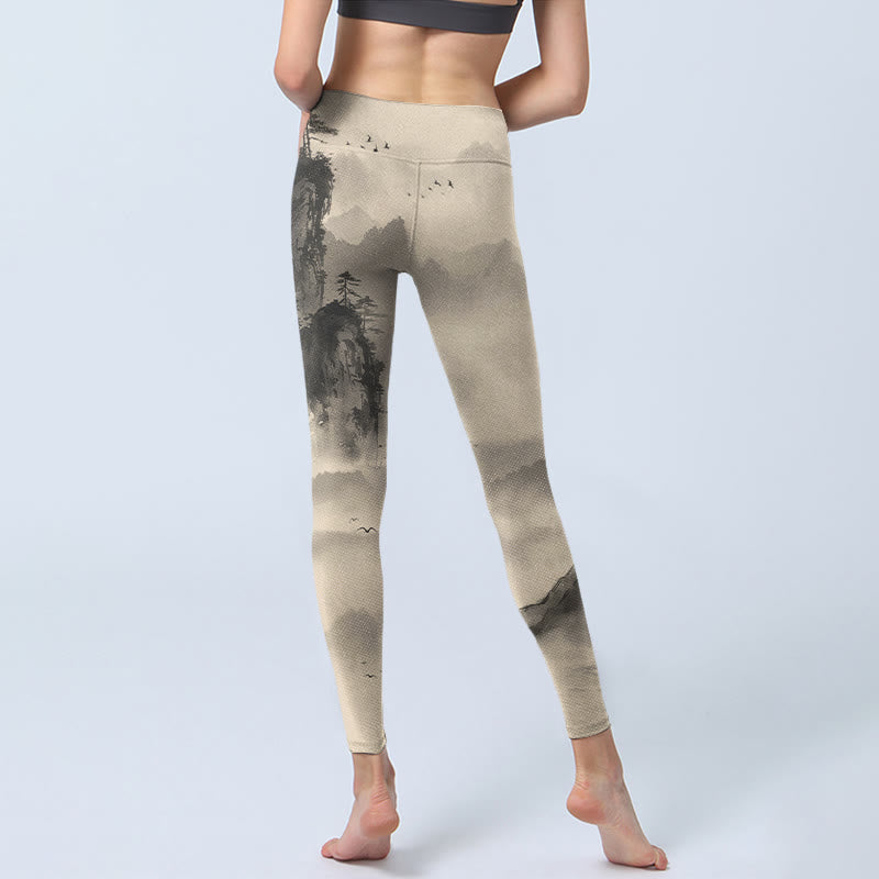 Buddha Stones Montagnes Enveloppées Dans La Brume Wild Goose Gym Leggings Pantalons De Yoga Pour Femmes - image 7