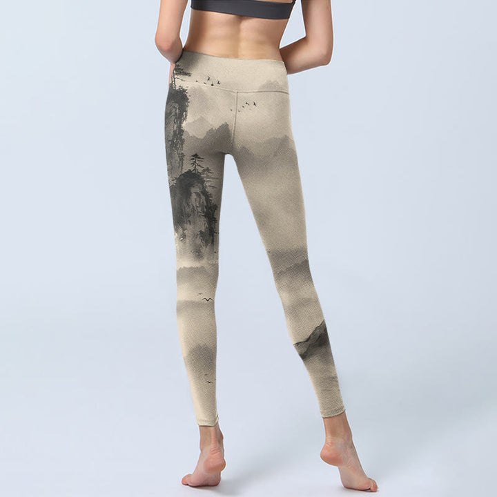 Buddha Stones Montagnes Enveloppées Dans La Brume Wild Goose Gym Leggings Pantalons De Yoga Pour Femmes - image 7