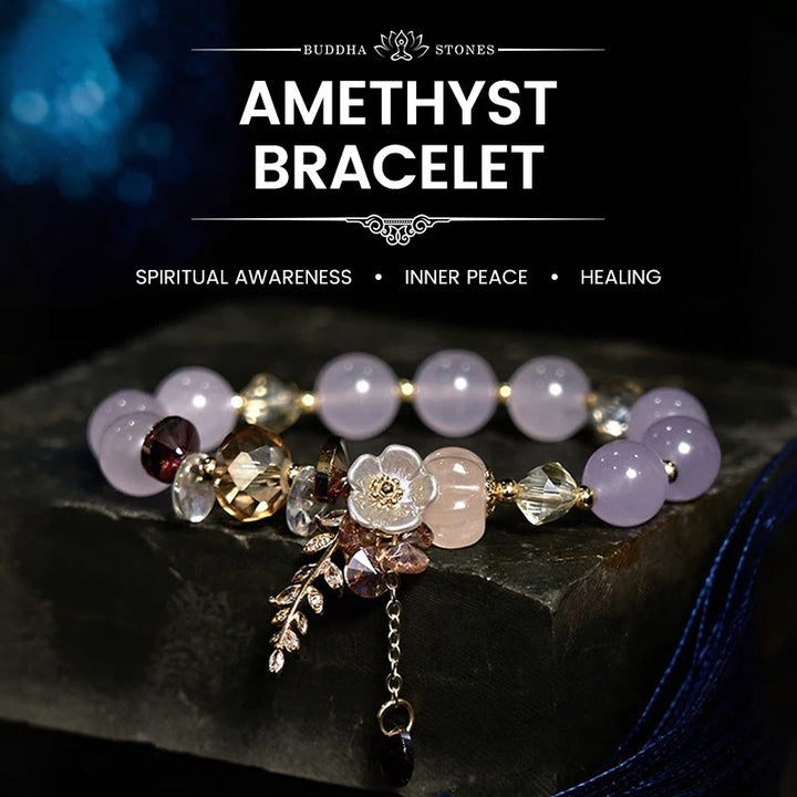 Bracelet de guérison en aventurine verte et améthyste en cristal bleu Buddha Stones