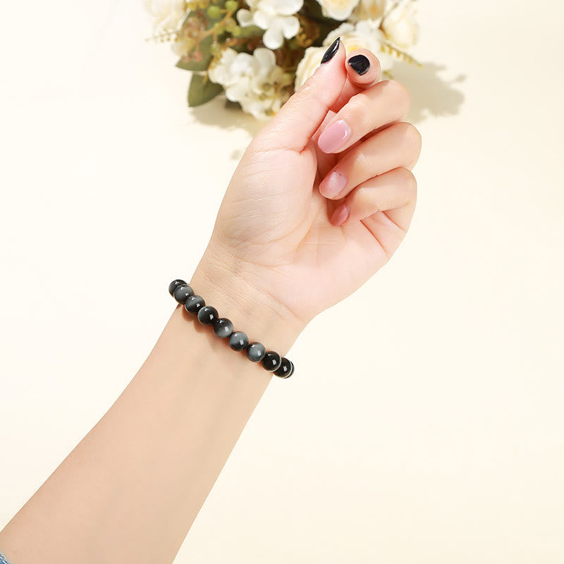 Bracelet de courage positif en pierre naturelle œil d'aigle de Buddha Stones