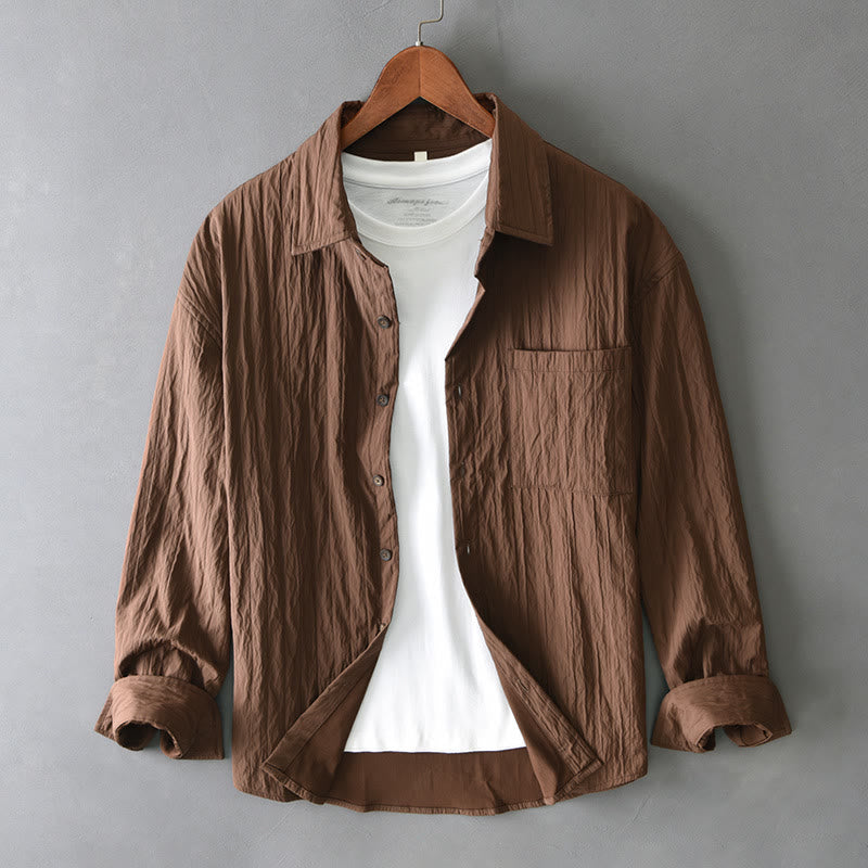 Chemise décontractée à manches longues et poche pour homme avec motif Buddha Stones - SaddleBrown - US/UK/AU42,EU52 (3XL) - image 0