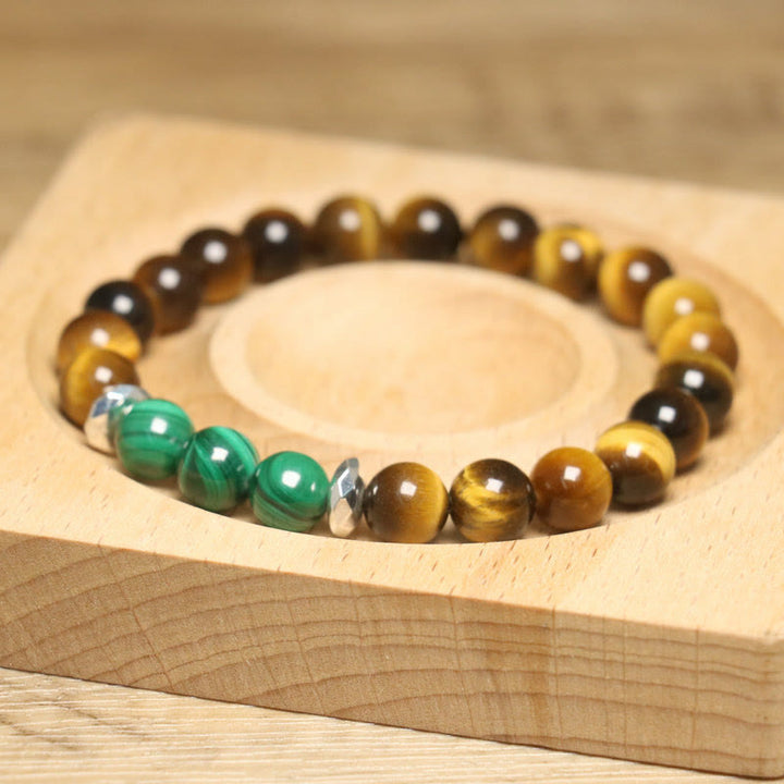 Bracelet Courage Oeil de Tigre Vert Buddha Stones