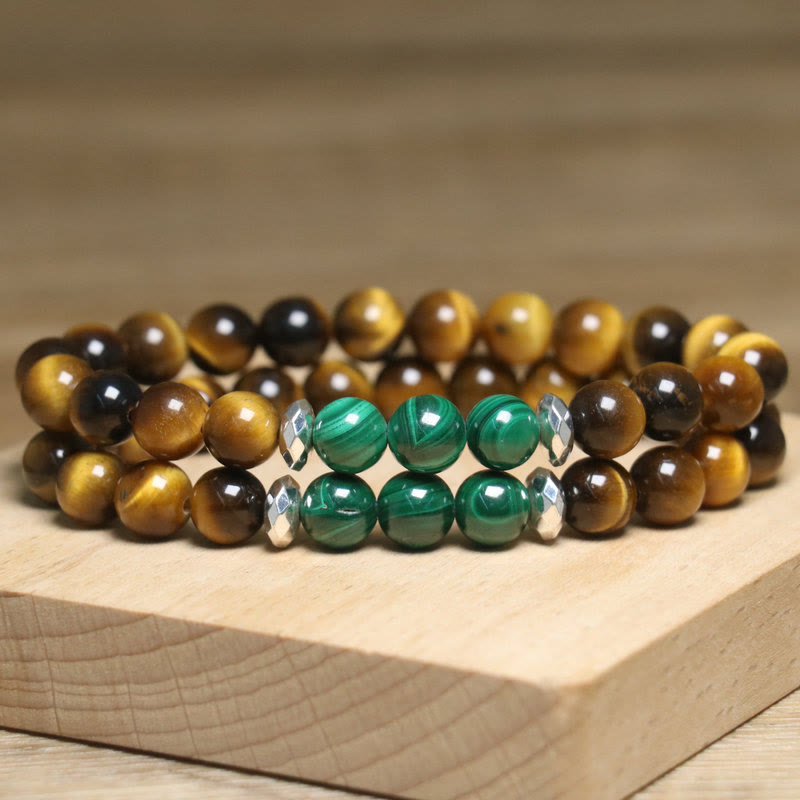 Bracelet Courage Oeil de Tigre Vert Buddha Stones