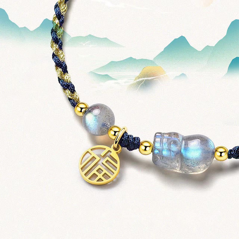 Bracelet de couple de guérison avec Buddha Stones de lune et œil de tigre bleu PiXiu