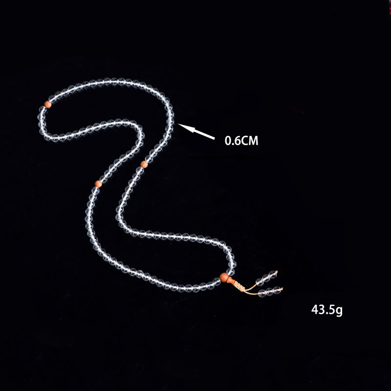 Bracelet de guérison en bois de santal et cristal blanc en pierre naturelle de Buddha Stones Mala