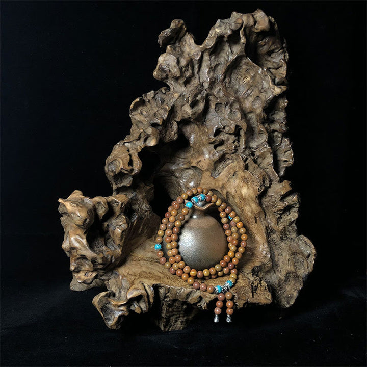 Bracelet de guérison en pierre Bian avec 108 perles Mala Buddha Stones