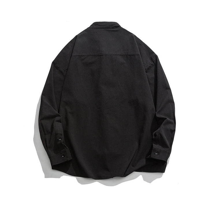 Chemise à boutons de grenouille de couleur unie avec Buddha Stones en coton pour homme  - image 9