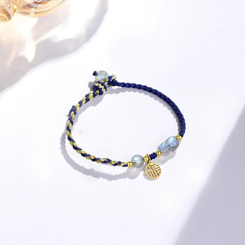 Bracelet de couple de guérison avec Buddha Stones de lune et œil de tigre bleu PiXiu
