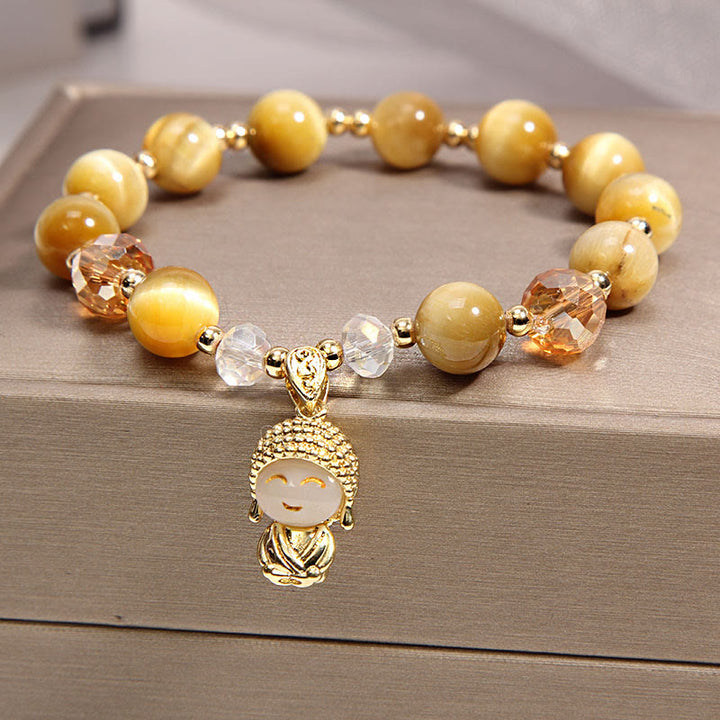 Bracelet de protection Bouddha en Buddha Stones avec œil de tigre jaune