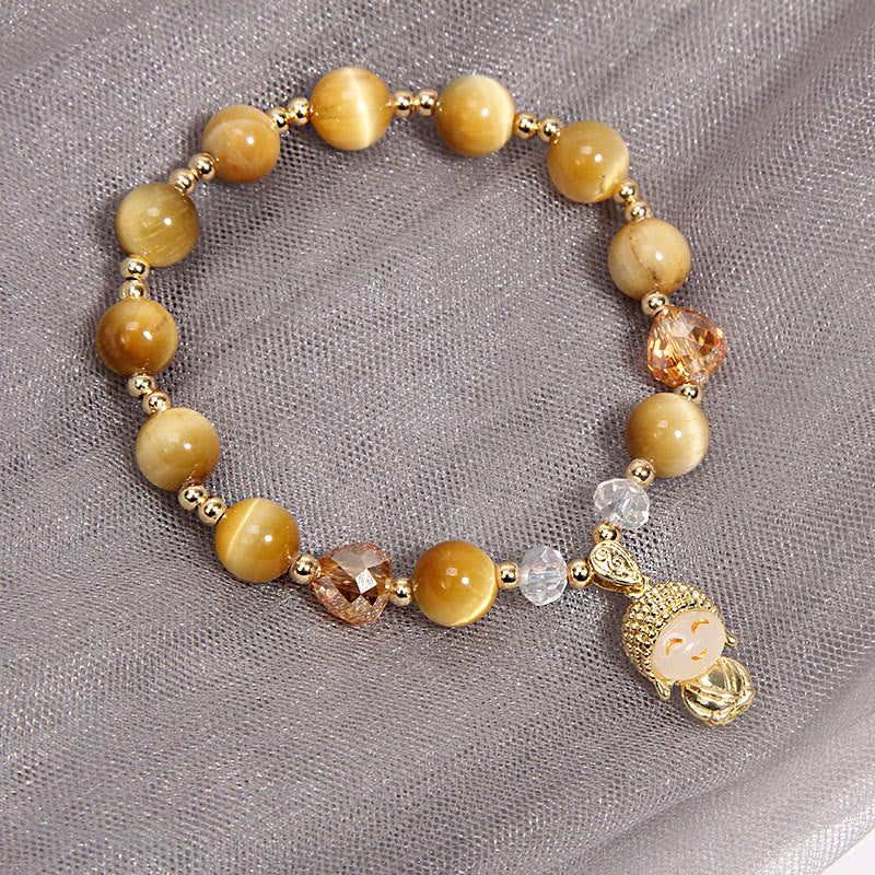 Bracelet de protection Bouddha en Buddha Stones avec œil de tigre jaune