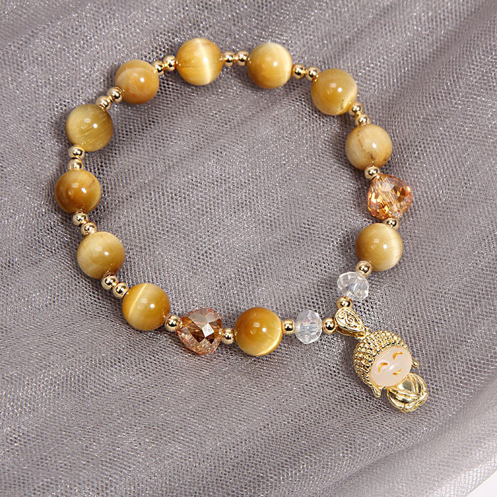 Bracelet de protection Bouddha en Buddha Stones avec œil de tigre jaune