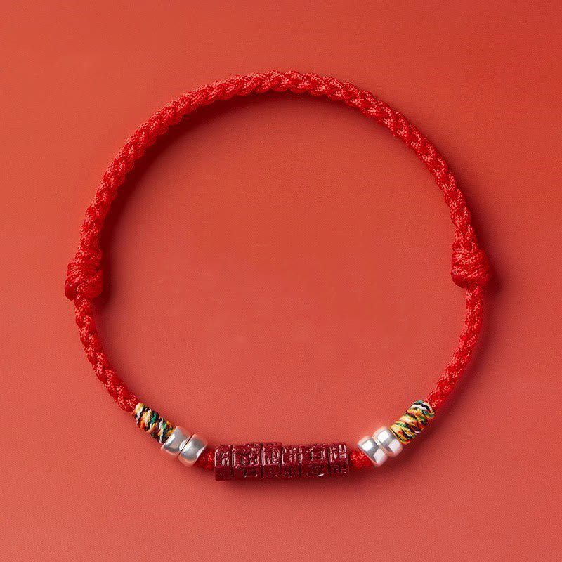 Bracelet Buddha Stones en argent sterling 925 Om Mani Padme Hum Cinabre Bénédiction Enfant Adulte