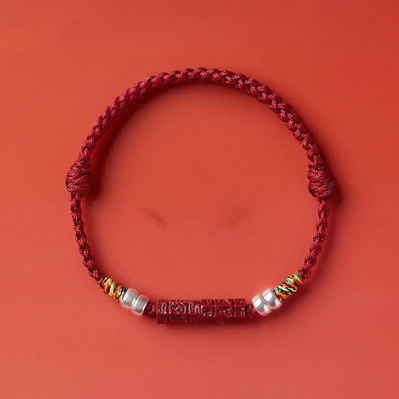 Bracelet Buddha Stones en argent sterling 925 Om Mani Padme Hum Cinabre Bénédiction Enfant Adulte