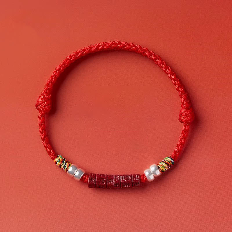 Bracelet Buddha Stones en argent sterling 925 Om Mani Padme Hum Cinabre Bénédiction Enfant Adulte