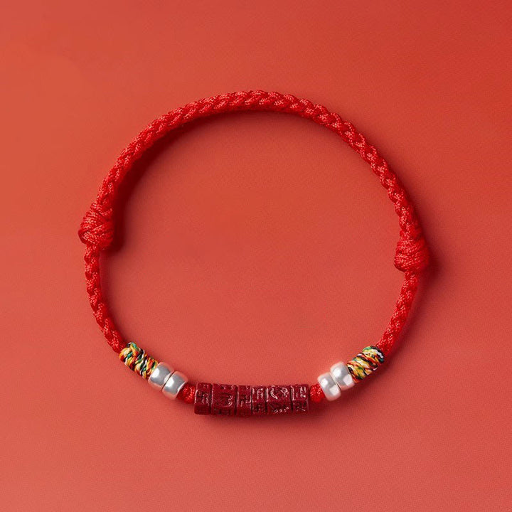 Bracelet Buddha Stones en argent sterling 925 Om Mani Padme Hum Cinabre Bénédiction Enfant Adulte