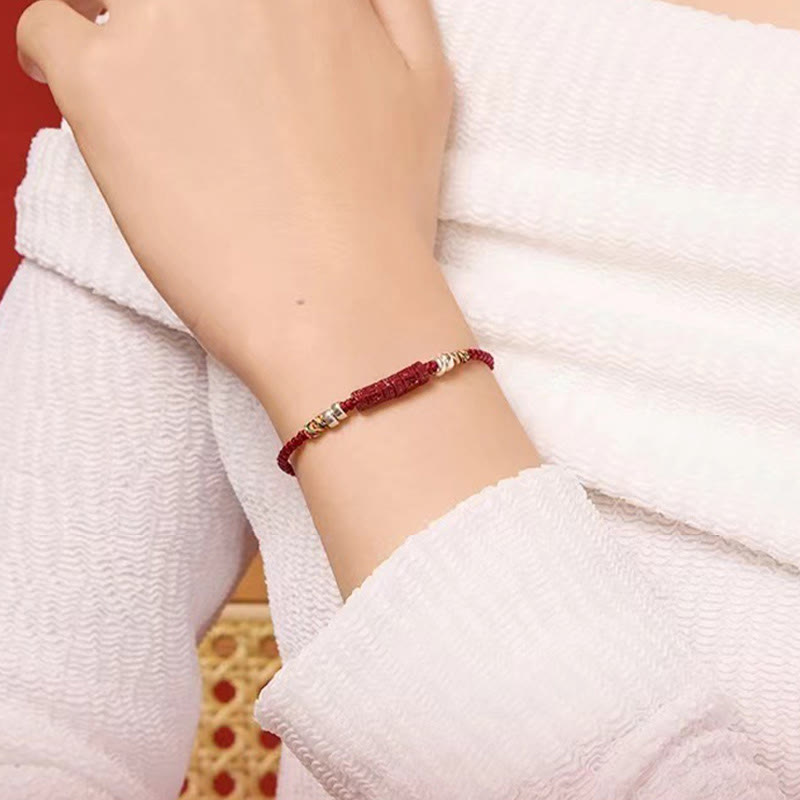 Bracelet Buddha Stones en argent sterling 925 Om Mani Padme Hum Cinabre Bénédiction Enfant Adulte