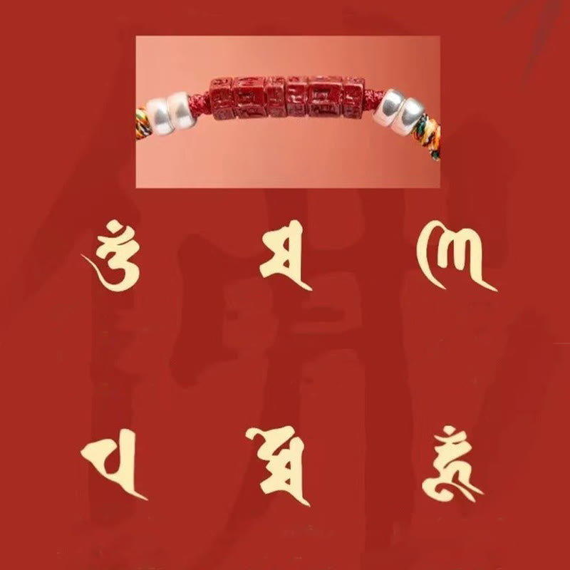Bracelet Buddha Stones en argent sterling 925 Om Mani Padme Hum Cinabre Bénédiction Enfant Adulte
