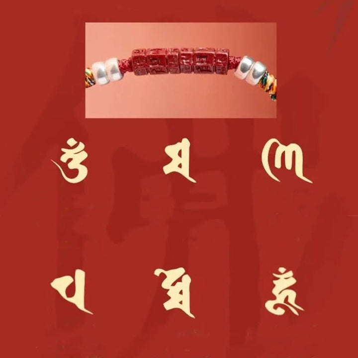 Bracelet Buddha Stones en argent sterling 925 Om Mani Padme Hum Cinabre Bénédiction Enfant Adulte
